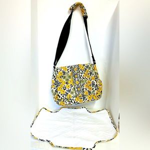 Vera Bradley large yellow Poppy Diaper Bag with changing pad